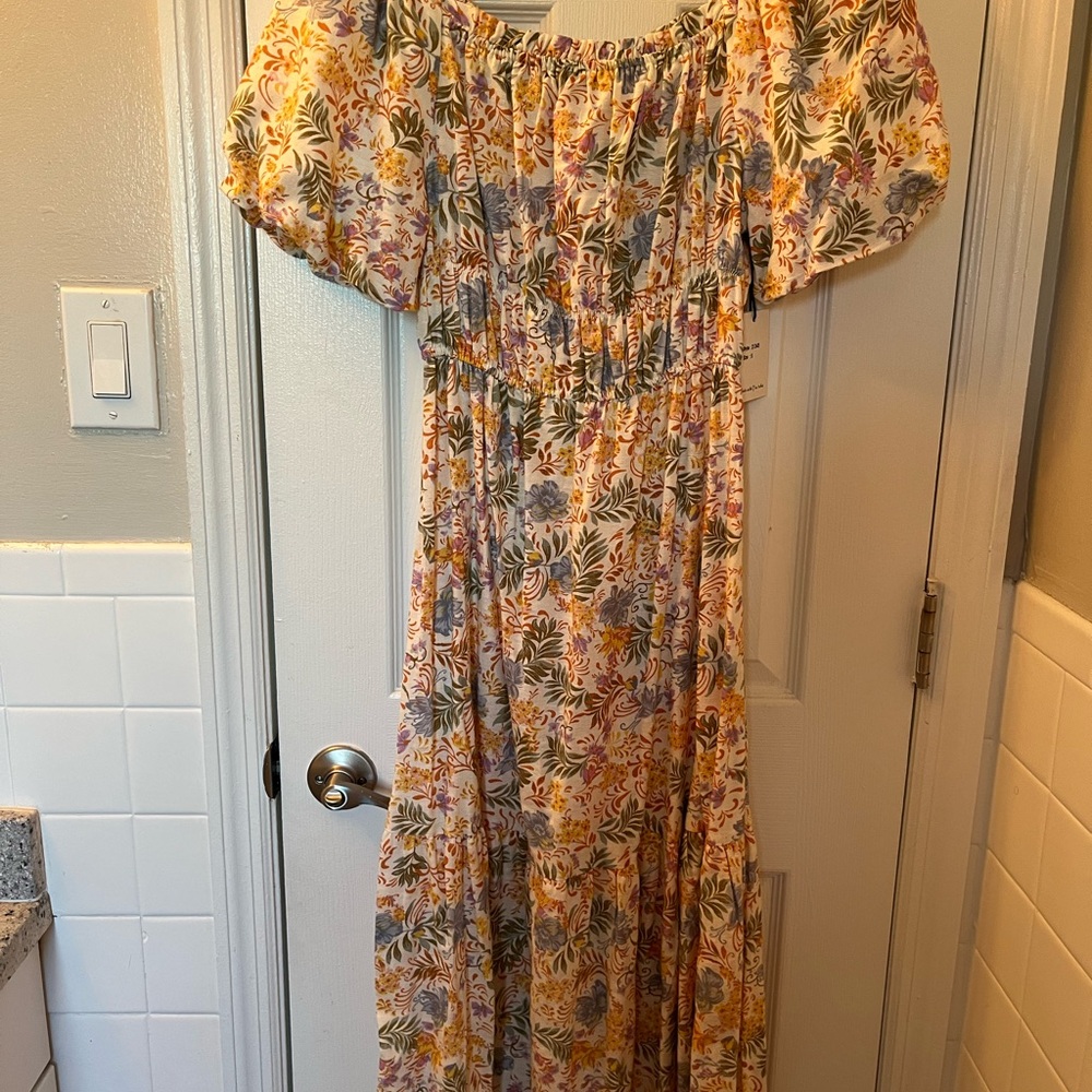 Japna Linen Blend Dress with Floral Print